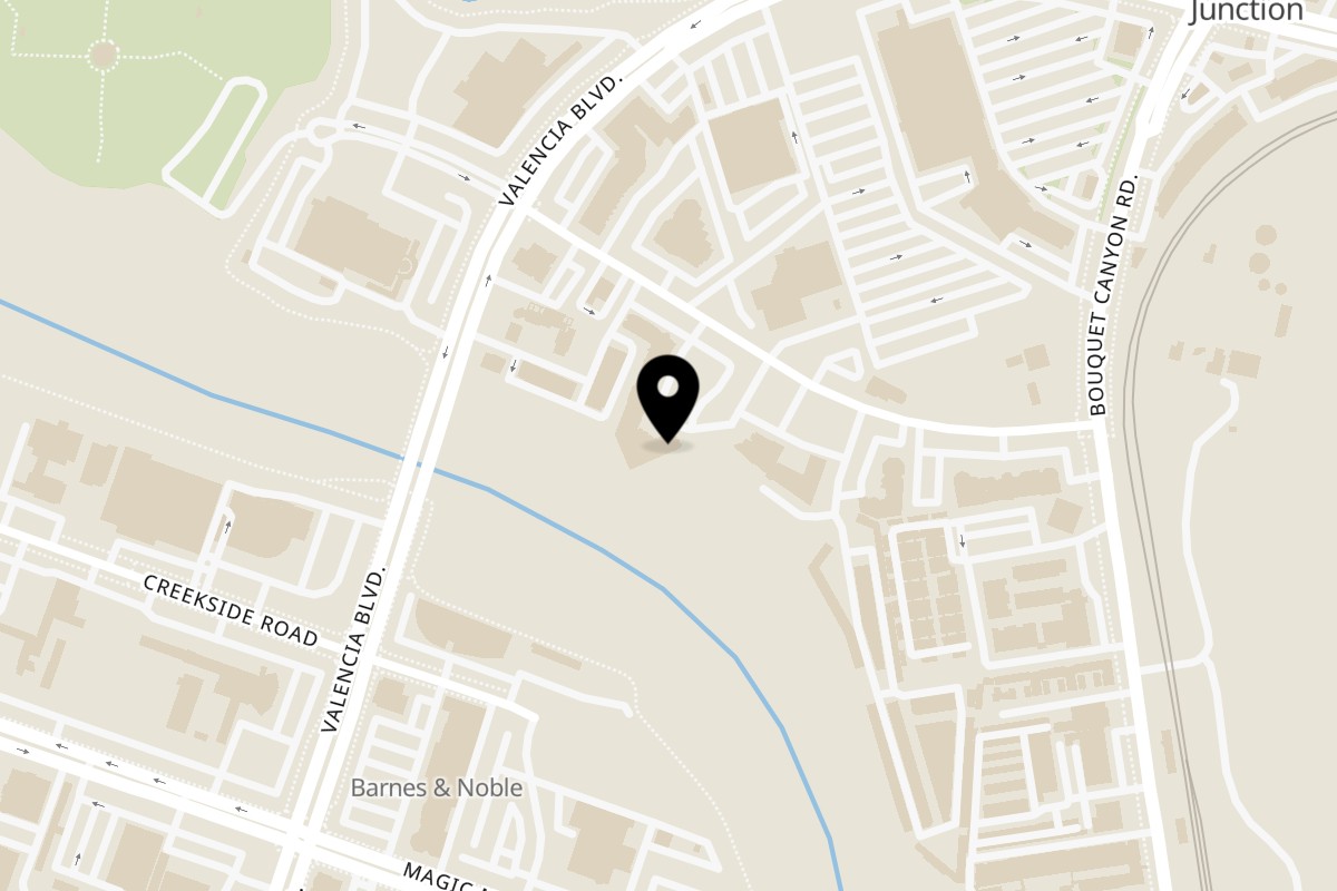 Map showing the location of Great Indian Kitchen Valencia on 23460 Cinema Dr A in Valencia